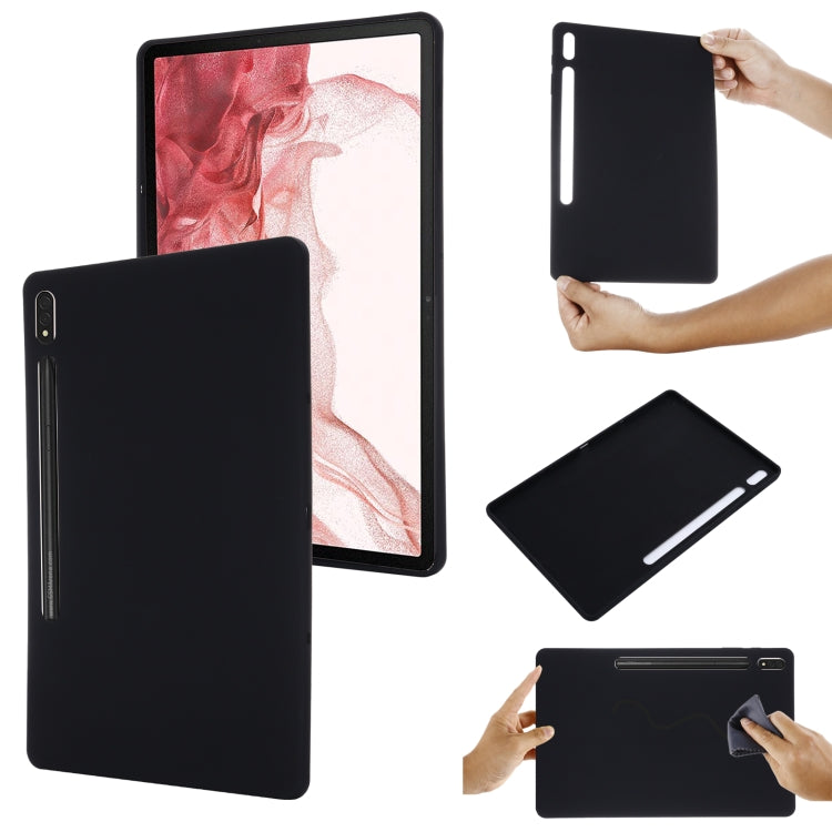 For Samsung Galaxy Tab S9 FE+ / S10+ Pure Color Liquid Silicone Shockproof Tablet Case(Black)