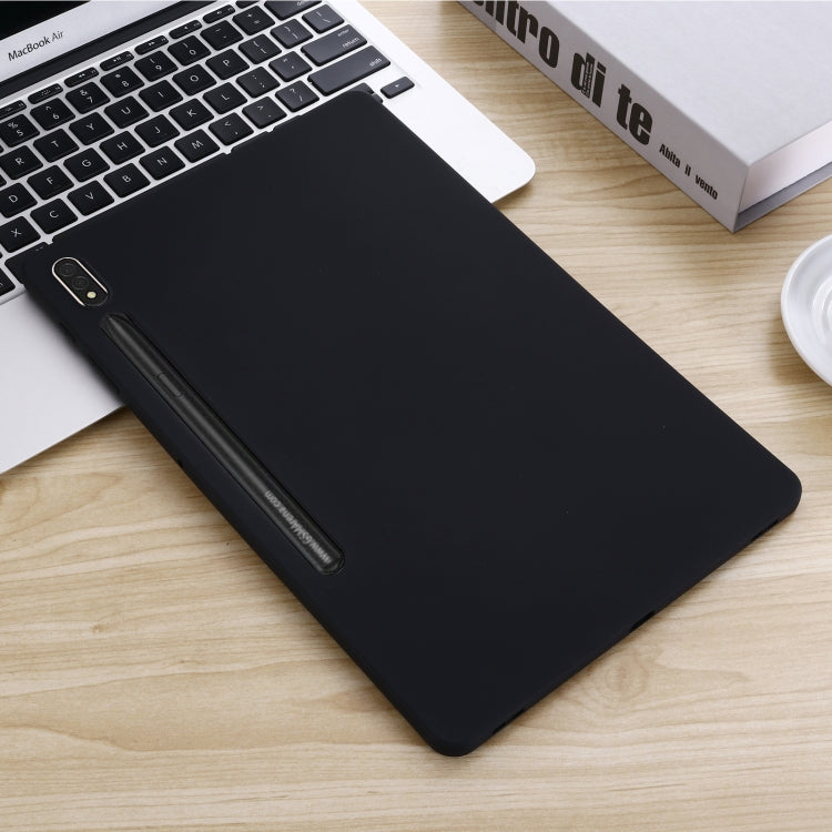 For Samsung Galaxy Tab S9 FE+ / S10+ Pure Color Liquid Silicone Shockproof Tablet Case(Black)