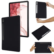 For Samsung Galaxy Tab S9 FE+ / S10+ Pure Color Liquid Silicone Shockproof Tablet Case(Black)