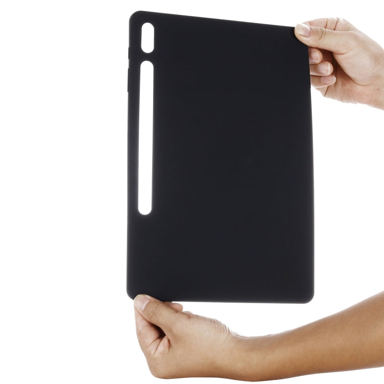 For Samsung Galaxy Tab S9 FE+ / S10+ Pure Color Liquid Silicone Shockproof Tablet Case(Black)