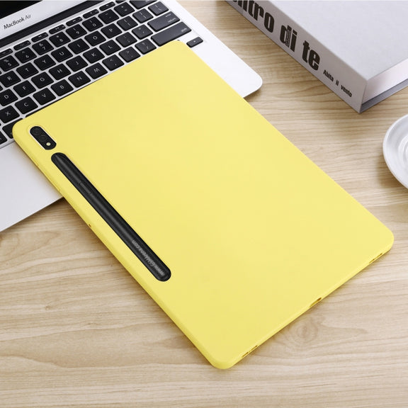For Samsung Galaxy Tab S9 FE+ / S10+ Pure Color Liquid Silicone Shockproof Tablet Case(Yellow)