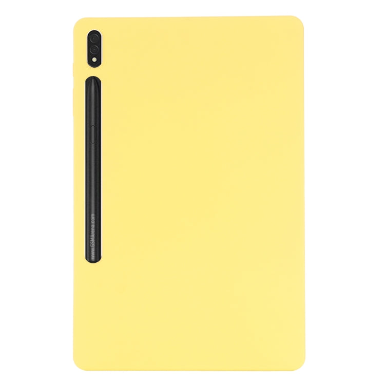 For Samsung Galaxy Tab S9 FE+ / S10+ Pure Color Liquid Silicone Shockproof Tablet Case(Yellow)