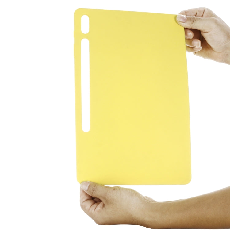 For Samsung Galaxy Tab S9 FE+ / S10+ Pure Color Liquid Silicone Shockproof Tablet Case(Yellow)