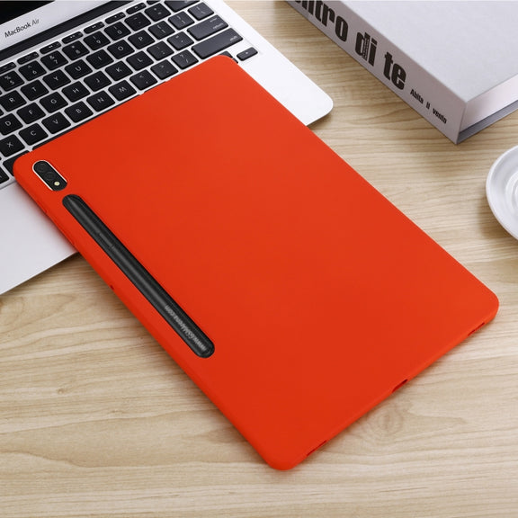 For Samsung Galaxy Tab S9 FE+ / S10+ Pure Color Liquid Silicone Shockproof Tablet Case(Red)