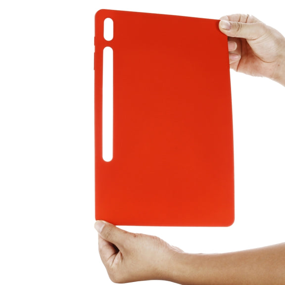 For Samsung Galaxy Tab S9 FE+ / S10+ Pure Color Liquid Silicone Shockproof Tablet Case(Red)