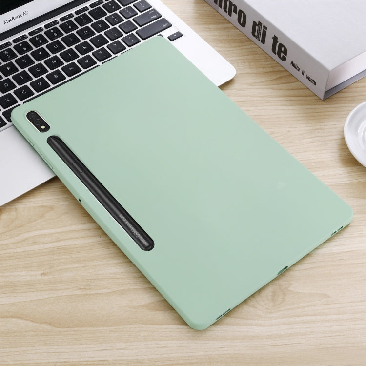 For Samsung Galaxy Tab S9 FE+ / S10+ Pure Color Liquid Silicone Shockproof Tablet Case(Green)