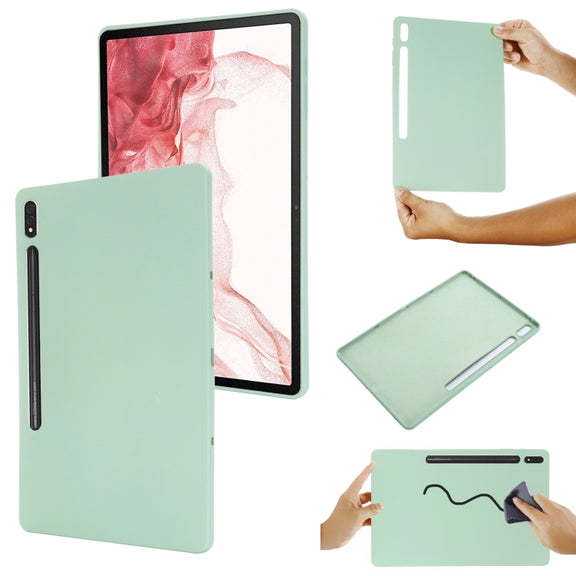 For Samsung Galaxy Tab S9 FE+ / S10+ Pure Color Liquid Silicone Shockproof Tablet Case(Green)