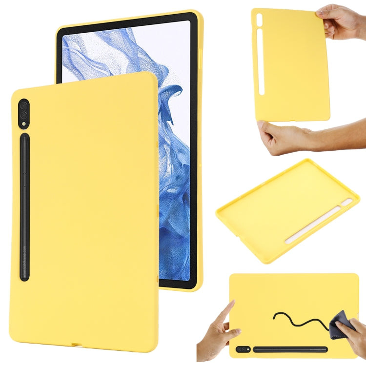 For Samsung Galaxy Tab S9 Pure Color Liquid Silicone Shockproof Tablet Case(Yellow)