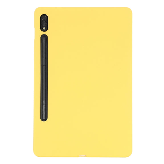 For Samsung Galaxy Tab S9 Pure Color Liquid Silicone Shockproof Tablet Case(Yellow)