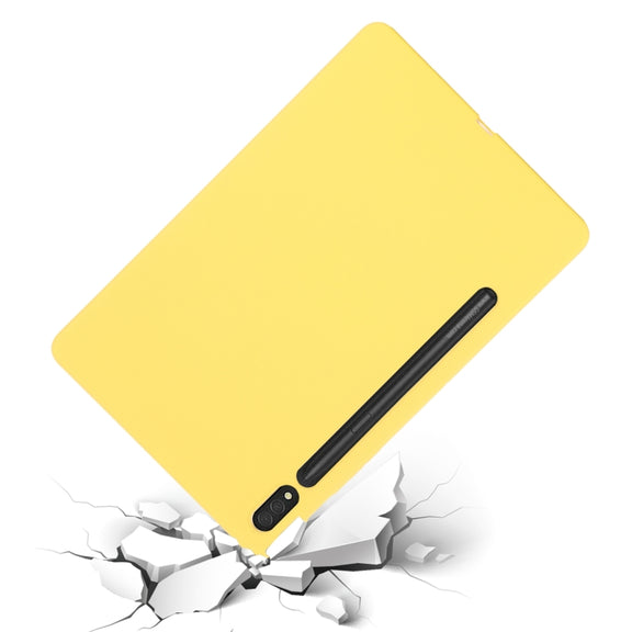 For Samsung Galaxy Tab S9 Pure Color Liquid Silicone Shockproof Tablet Case(Yellow)