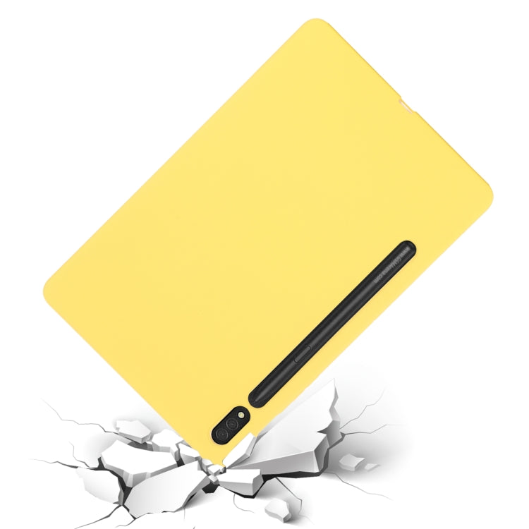 For Samsung Galaxy Tab S9 Pure Color Liquid Silicone Shockproof Tablet Case(Yellow)