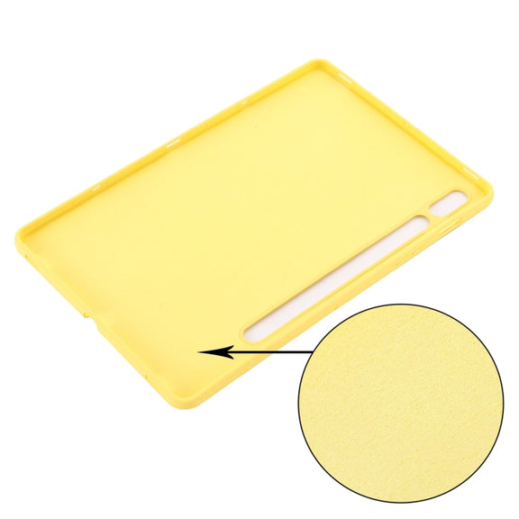 For Samsung Galaxy Tab S9 Pure Color Liquid Silicone Shockproof Tablet Case(Yellow)