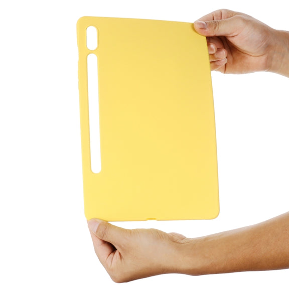For Samsung Galaxy Tab S9 Pure Color Liquid Silicone Shockproof Tablet Case(Yellow)