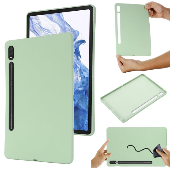 For Samsung Galaxy Tab S9 Pure Color Liquid Silicone Shockproof Tablet Case(Green)