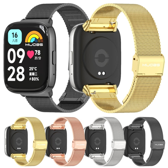 For Redmi Watch 3 Lite / Watch 3 Active Mijobs Milan Buckle Metal Watch Band(Black)