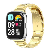 For Redmi Watch 3 Lite / Watch 3 Active Mijobs Three-Bead Metal Stainless Steel Watch Band(Gold)