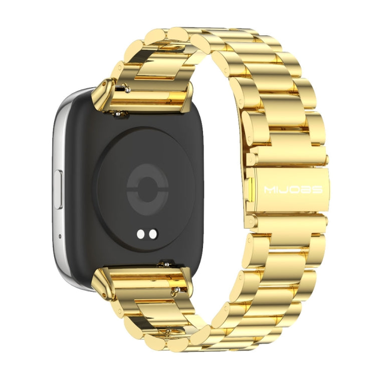 For Redmi Watch 3 Lite / Watch 3 Active Mijobs Three-Bead Metal Stainless Steel Watch Band(Gold)