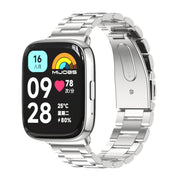 For Redmi Watch 3 Lite / Watch 3 Active Mijobs Three-Bead Metal Stainless Steel Watch Band(Silver)