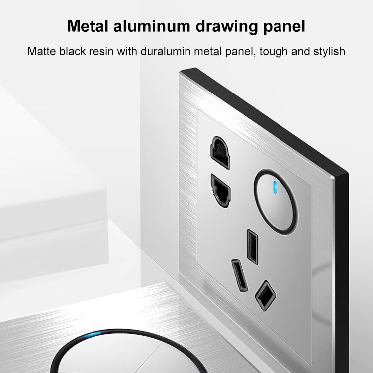 86mm Gray Aluminum Wire Drawing LED Switch Panel, Style:Two Billing Control