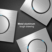 86mm Gray Aluminum Wire Drawing LED Switch Panel, Style:Two Billing Control