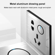 86mm Gray Aluminum Wire Drawing LED Switch Panel, Style:TV-Computer Socket