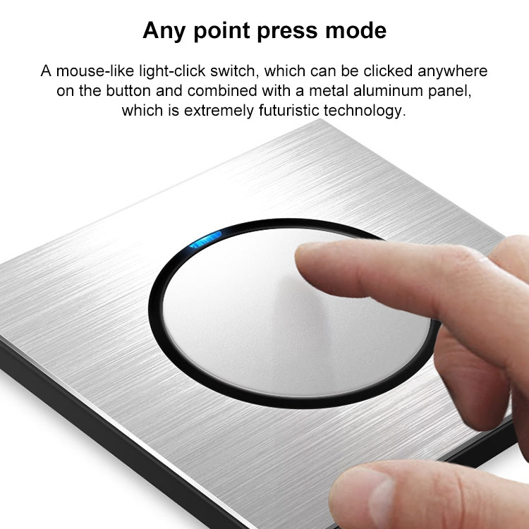 86mm Gray Aluminum Wire Drawing LED Switch Panel, Style:Telephone-Computer Socket