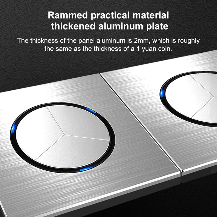86mm Gray Aluminum Wire Drawing LED Switch Panel, Style:Telephone-Computer Socket