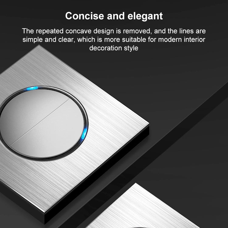 86mm Gray Aluminum Wire Drawing LED Switch Panel, Style:Telephone-Computer Socket