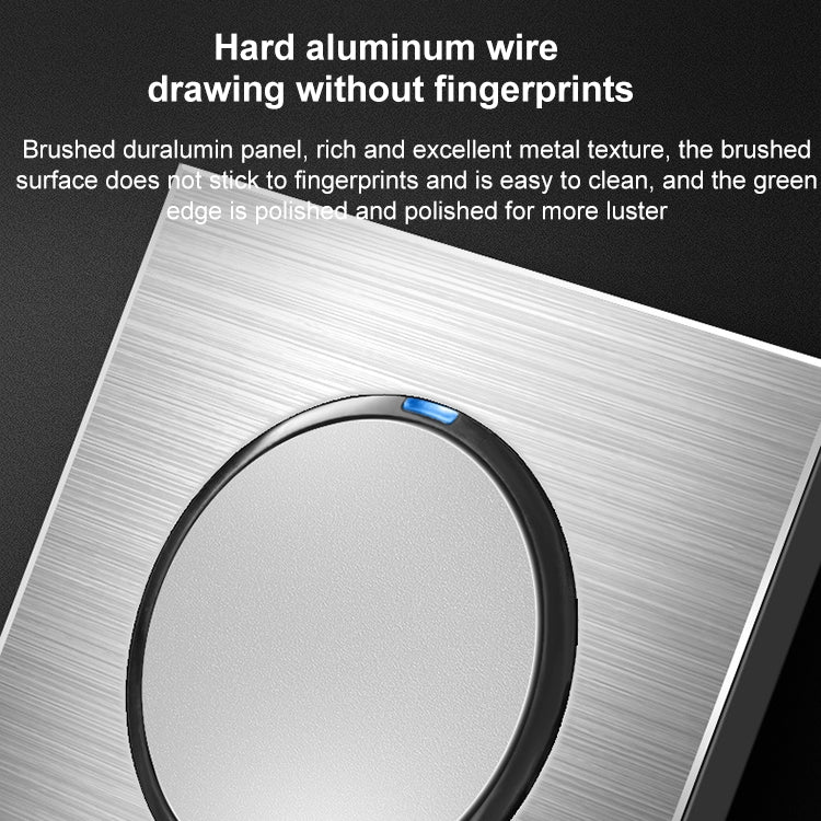 86mm Gray Aluminum Wire Drawing LED Switch Panel, Style:Telephone-Computer Socket
