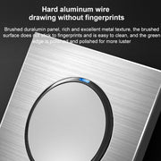 86mm Gray Aluminum Wire Drawing LED Switch Panel, Style:Five-hole USB Socket