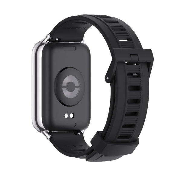 For Xiaomi Smart Band 9 Pro / 8 Pro Mijobs Flat Hole Breathable Silicone Watch Band(Black+Silver)