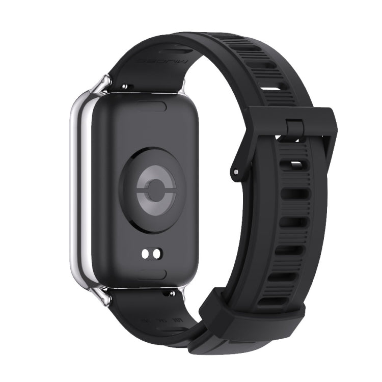 For Xiaomi Smart Band 9 Pro / 8 Pro Mijobs Flat Hole Breathable Silicone Watch Band(Black+Silver)