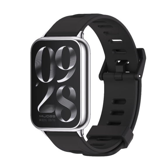 For Xiaomi Smart Band 9 Pro / 8 Pro Mijobs Flat Hole Breathable Silicone Watch Band(Black+Silver)