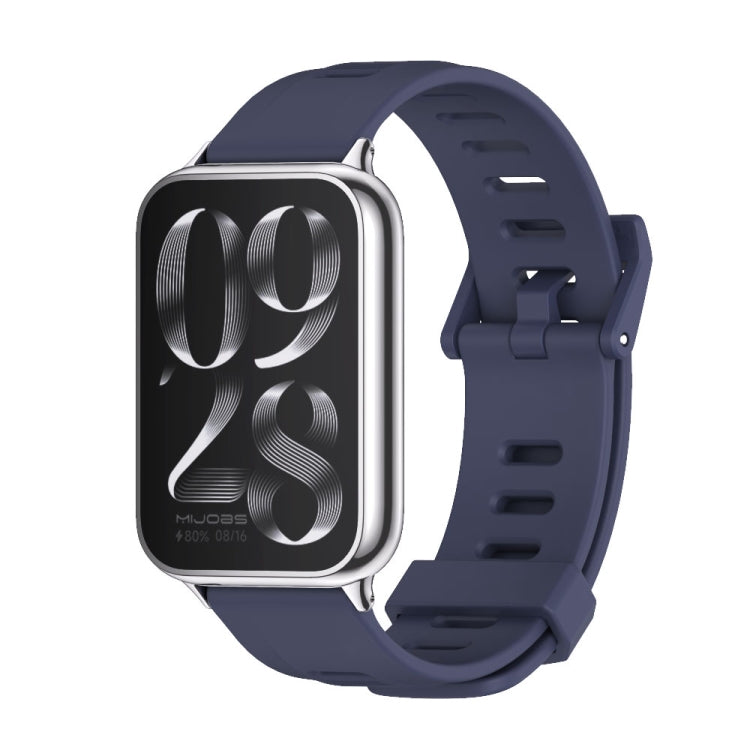 For Xiaomi Smart Band 9 Pro / 8 Pro Mijobs Flat Hole Breathable Silicone Watch Band(Midnight Blue+Silver)