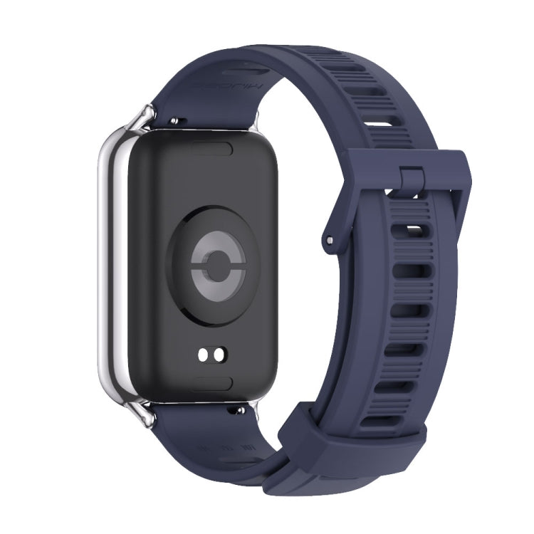 For Xiaomi Smart Band 9 Pro / 8 Pro Mijobs Flat Hole Breathable Silicone Watch Band(Midnight Blue+Silver)
