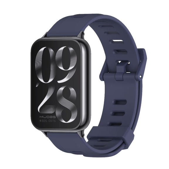 For Xiaomi Smart Band 9 Pro / 8 Pro Mijobs Flat Hole Breathable Silicone Watch Band(Midnight Blue+Black)