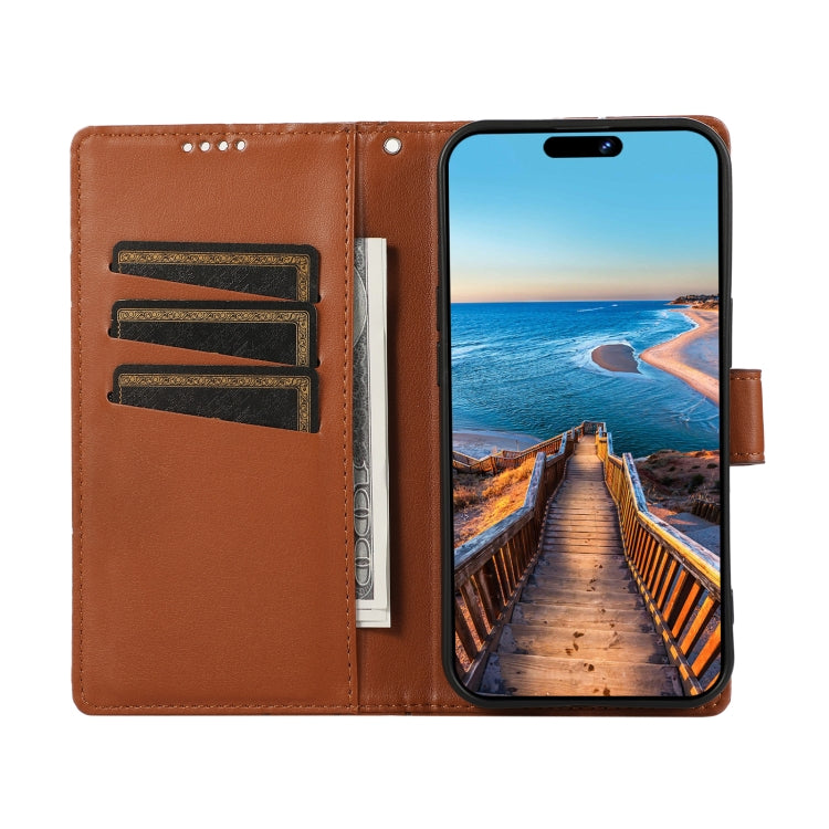 For Google Pixel 7 Pro PU Genuine Leather Texture Embossed Line Phone Case(Brown)