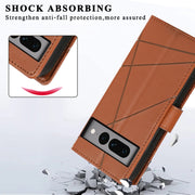 For Google Pixel 7 Pro PU Genuine Leather Texture Embossed Line Phone Case(Brown)