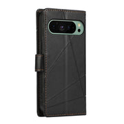 For Google Pixel 9 PU Genuine Leather Texture Embossed Line Phone Case(Black)