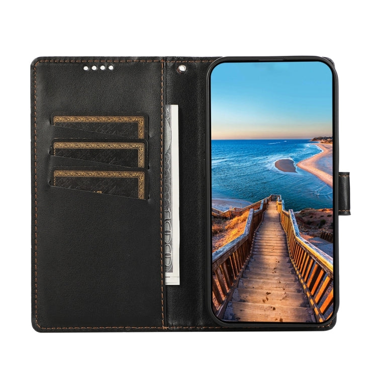 For Google Pixel 9 PU Genuine Leather Texture Embossed Line Phone Case(Black)