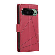 For Google Pixel 9 PU Genuine Leather Texture Embossed Line Phone Case(Red)