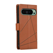 For Google Pixel 9 PU Genuine Leather Texture Embossed Line Phone Case(Brown)