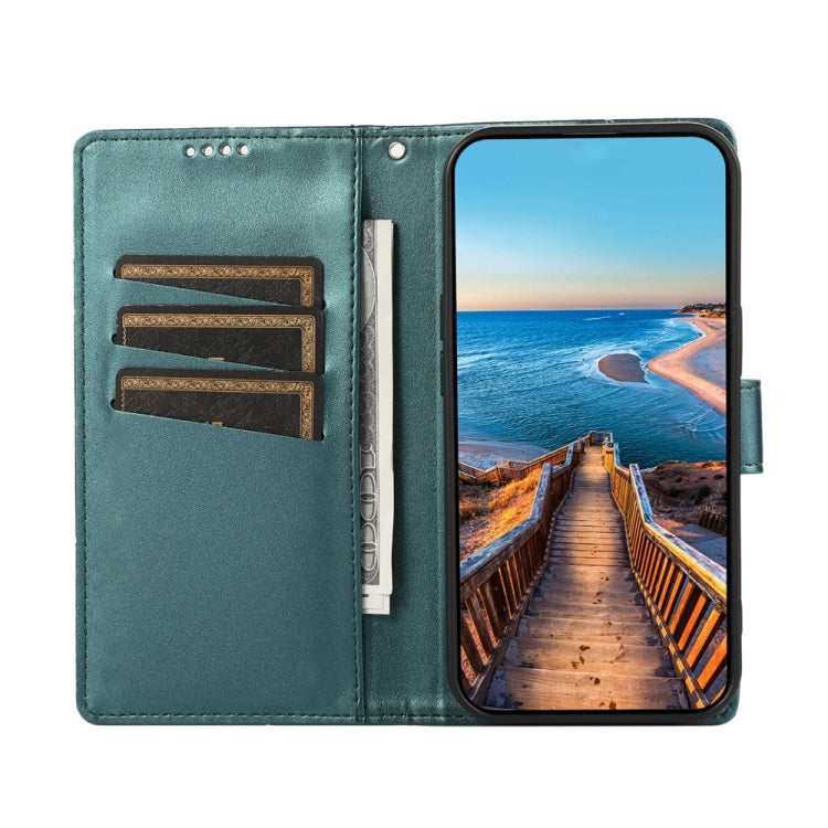 For Google Pixel 9 PU Genuine Leather Texture Embossed Line Phone Case(Green)