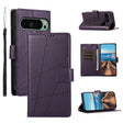 For Google Pixel 9 PU Genuine Leather Texture Embossed Line Phone Case(Purple) - Google Cases by PMC TechLife | Online Shopping South Africa | PMC TechLife | Buy Now Pay Later Mobicred