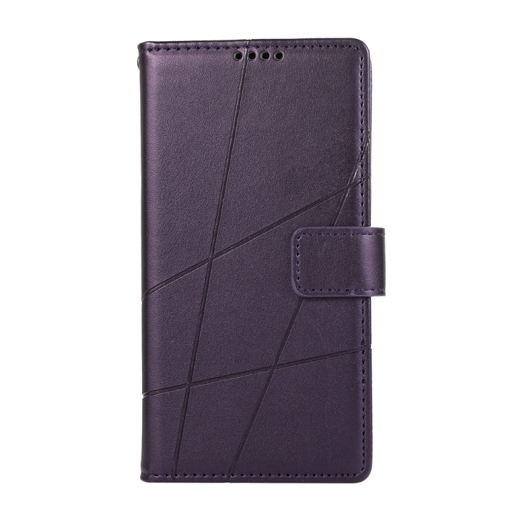 For Google Pixel 9 PU Genuine Leather Texture Embossed Line Phone Case(Purple)
