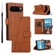 For Google Pixel 9 Pro PU Genuine Leather Texture Embossed Line Phone Case(Brown) - Google Cases by PMC TechLife | Online Shopping South Africa | PMC TechLife | Buy Now Pay Later Mobicred
