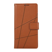 For Google Pixel 9 Pro PU Genuine Leather Texture Embossed Line Phone Case(Brown)