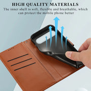 For Google Pixel 9 Pro PU Genuine Leather Texture Embossed Line Phone Case(Brown)