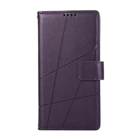 For Google Pixel 9 Pro PU Genuine Leather Texture Embossed Line Phone Case(Purple)