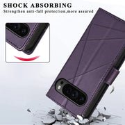 For Google Pixel 9 Pro PU Genuine Leather Texture Embossed Line Phone Case(Purple)